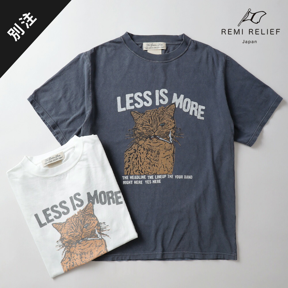 REMI RELIEF レミレリーフ メンズ カットソー 別注 SP加工 ヴィンテージ加工 日本製 猫 ネコ ねこ アメカジ 大きいサイズ M L XL ユニセックス おしゃれ 人気
