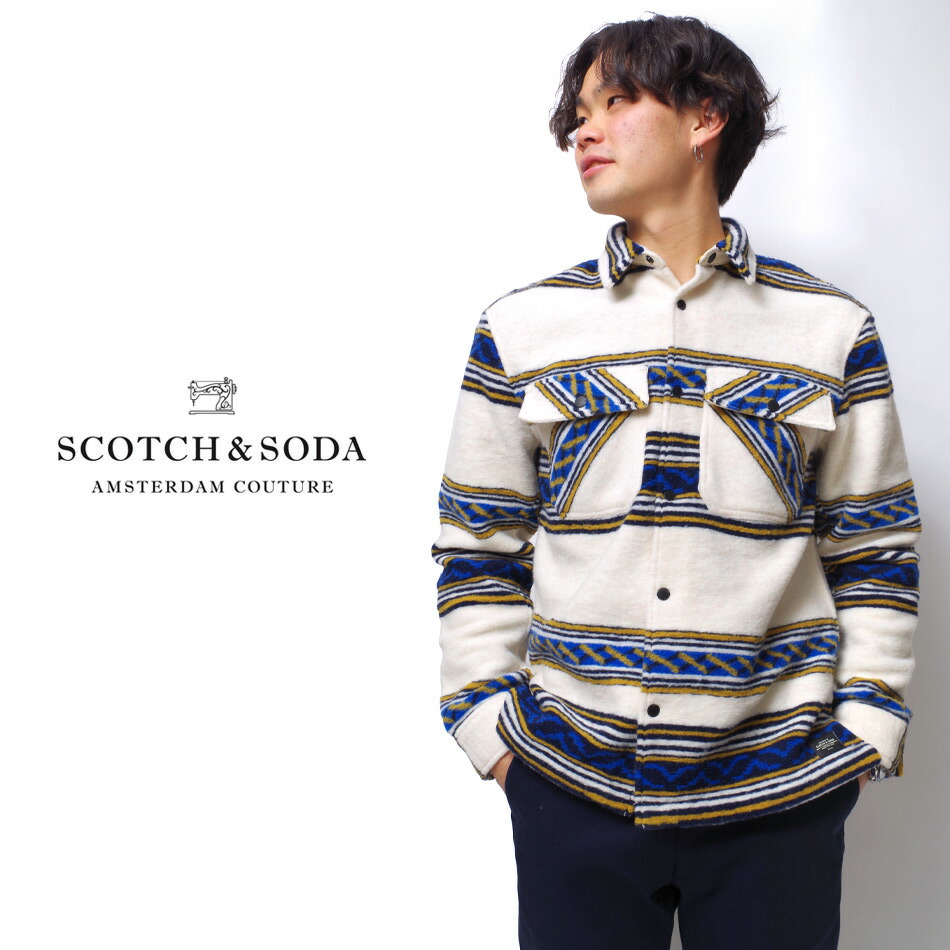 SCOTCHSODA スコッチアンドソーダ ボーダー ハーフジップパーカー