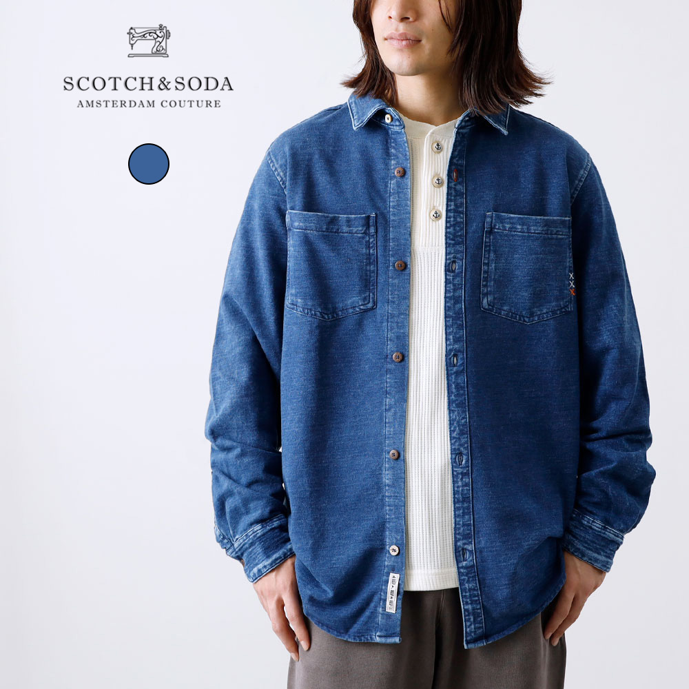 SCOTCH \u0026 SODA スコッチウイスキー洗濯ソーダ 282-41400 トレーナー メンズ カットソー 刺しゅう ワンポイント 長袖 波乗り 黄金州 ジーンズプルオーバー アメカジ 今めかしい