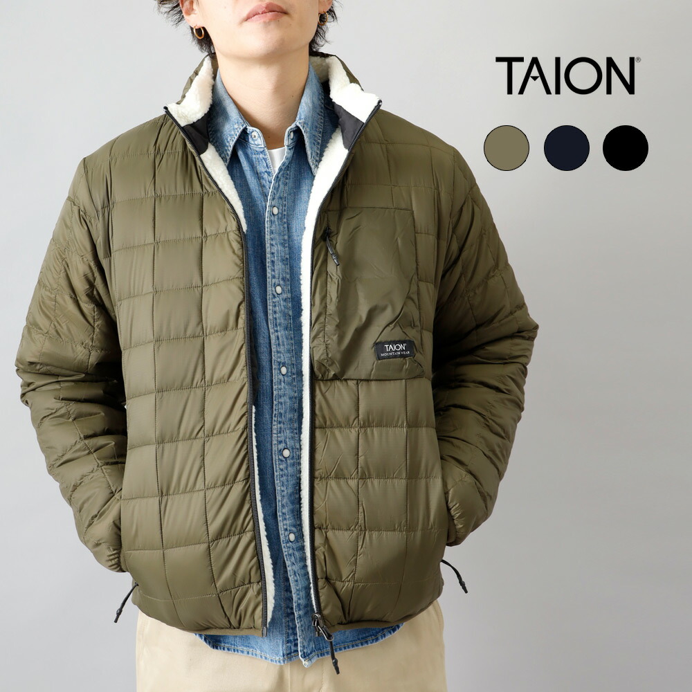TAION 落ちこむ上衣 リヴァーシブル メンズ レディース 800FP 軽さ 防寒 アウター 密集して マイクロリップストップ ボア ハイネック 秋冬 アウトドア 心地よい 30代 40代 50代 60代 M L XL