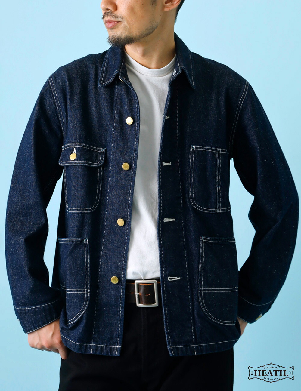 デニム メンズ ジャケット カバーオール 岡山 児島 日本製 横濱デニム M-2XL|大人のアメカジ HEATH