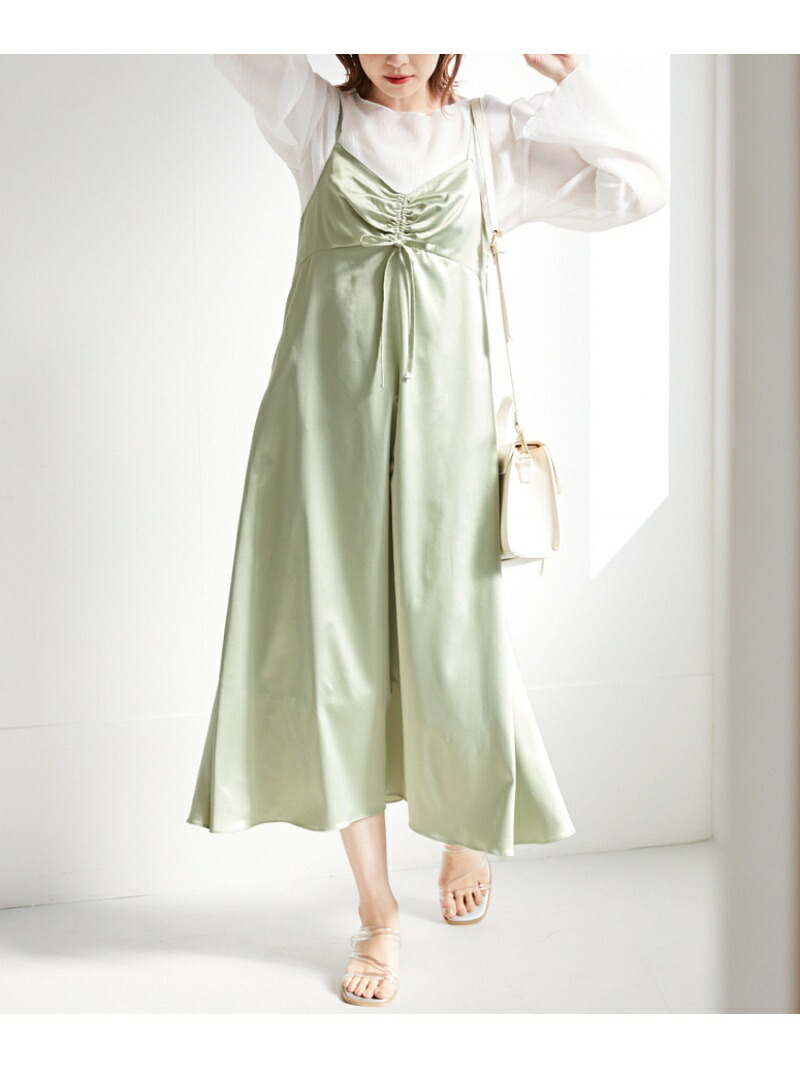 楽天市場 Sale 50 Off Fシャーリング キャミop Heather ヘザー ワンピース キャミワンピース グリーン ブラック ベージュ Rba E Rakuten Fashion Heather ヘザー