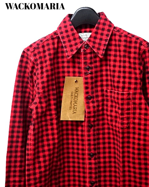 M【WACKO MARIA GINGAM CHECK RUGLAR-COLAR NEL SHIRT 13AW-NEL-05 RED ワコマリア ギンガムチェックネルシャツ レギュラーカラー レッド】｜HEAVENS