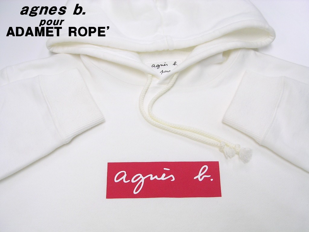 贅沢屋の Pour B White Agnes 白 S Adam 日本国内正規品 中古 スエット スウェットパーカー ボックスロゴ ロペ エ アダム Logo アニエスベー Box Parka Sweat Rope Et パーカー Esehotel Lt