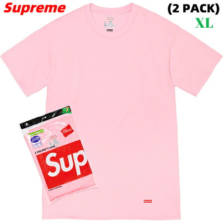 XL (2 PACK)【Supreme x Hanes Tagless Tees Pink シュプリーム x ヘインズ プルオーバー (2枚仕掛ける) サクラ色 2021AW 2021FW】