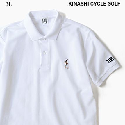 3L【KINASHI CYCLE GOLF ポロシャツ（プロゴルファー猿×木梨サイクル）WHITE キナシサイクル ゴルフ ポロシャツ ホワイト 木梨憲武】画像