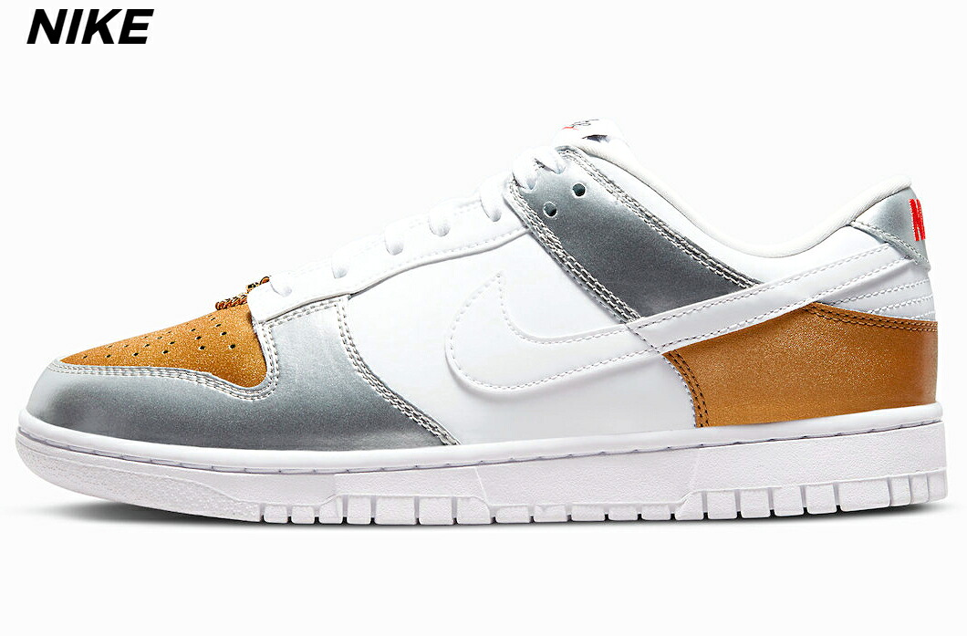 6.5(23.5糎)国内置き目品【W NIKE DUNK LOW SE DH4403-700 GOLD/WHITE-SILVER ORLD/ARGENT/BLANC ウィメンズ ナイキ ダンク 置き目 ゴールド/白いこと-しろがね色】