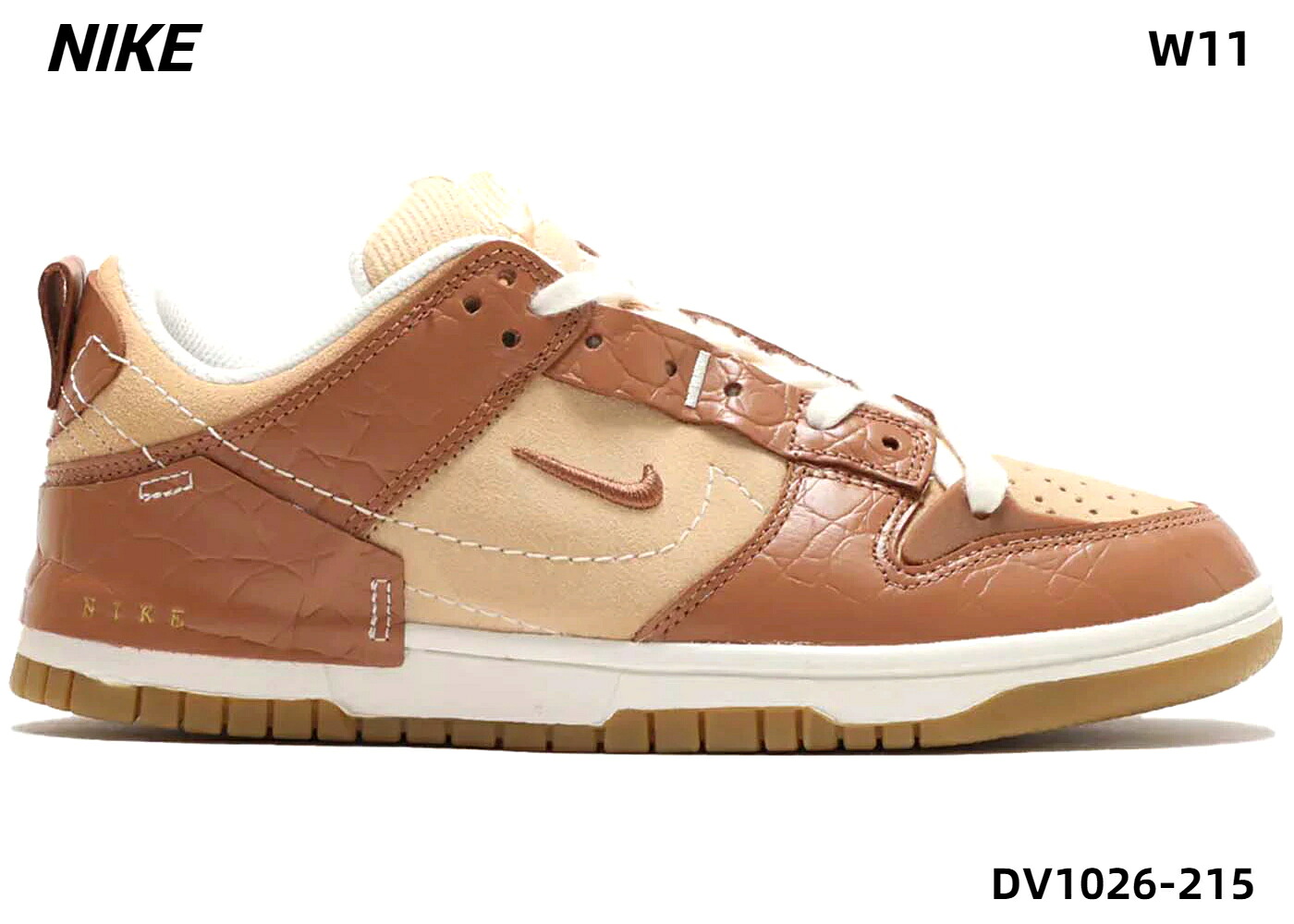 W11 (28cm) 国内正規品【W NIKE DUNK LOW DISRUPT 2 SE DV1026-215 MINERAL CLAY/SAIL-WHITE ONYX ARGILE MINERALE/VOILE Brown Croc ウィメンズ ナイキ ダンク ロー ディスラプト ブラウン クロコ】|HEAVENS