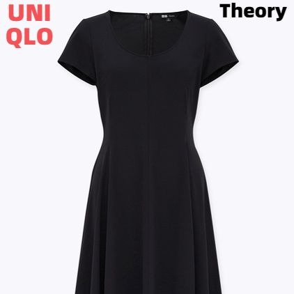 楽天市場 S Uniqlo X Theory クレープジャージーフレアワンピース 半袖 ユニクロ X セオリー ワンピース Black 黒 ブラック Heavens