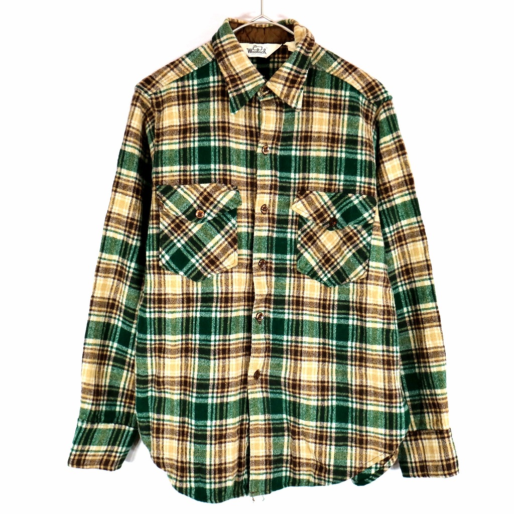 【楽天市場】70年代 WOOLRICH ウールリッチ ウール 長袖シャツ マドラスチェック グリーン (メンズ L) O2109