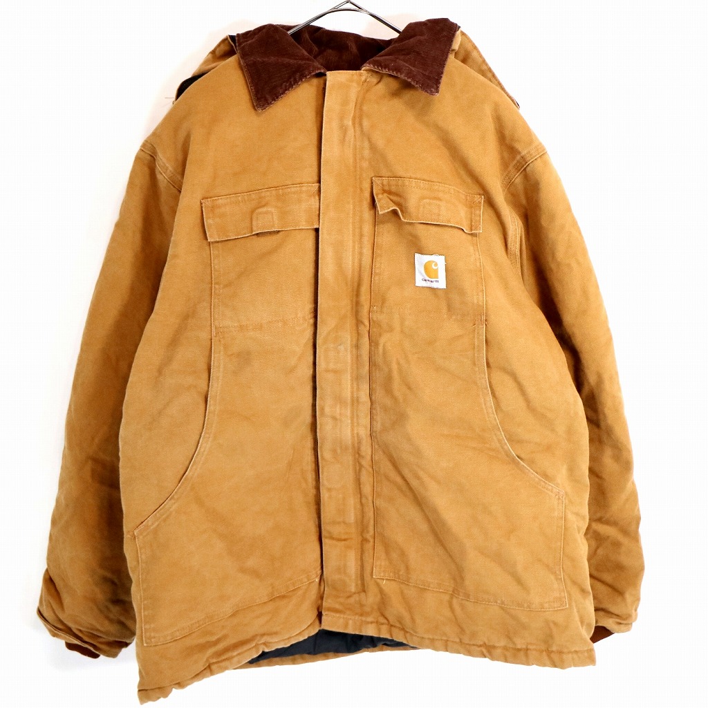 O2193 【楽天市場】90年代 Carhartt カーハート トラディショナル ダック地 コート コーデュロイ切り替え ブラウン (メンズ XL相当 ...