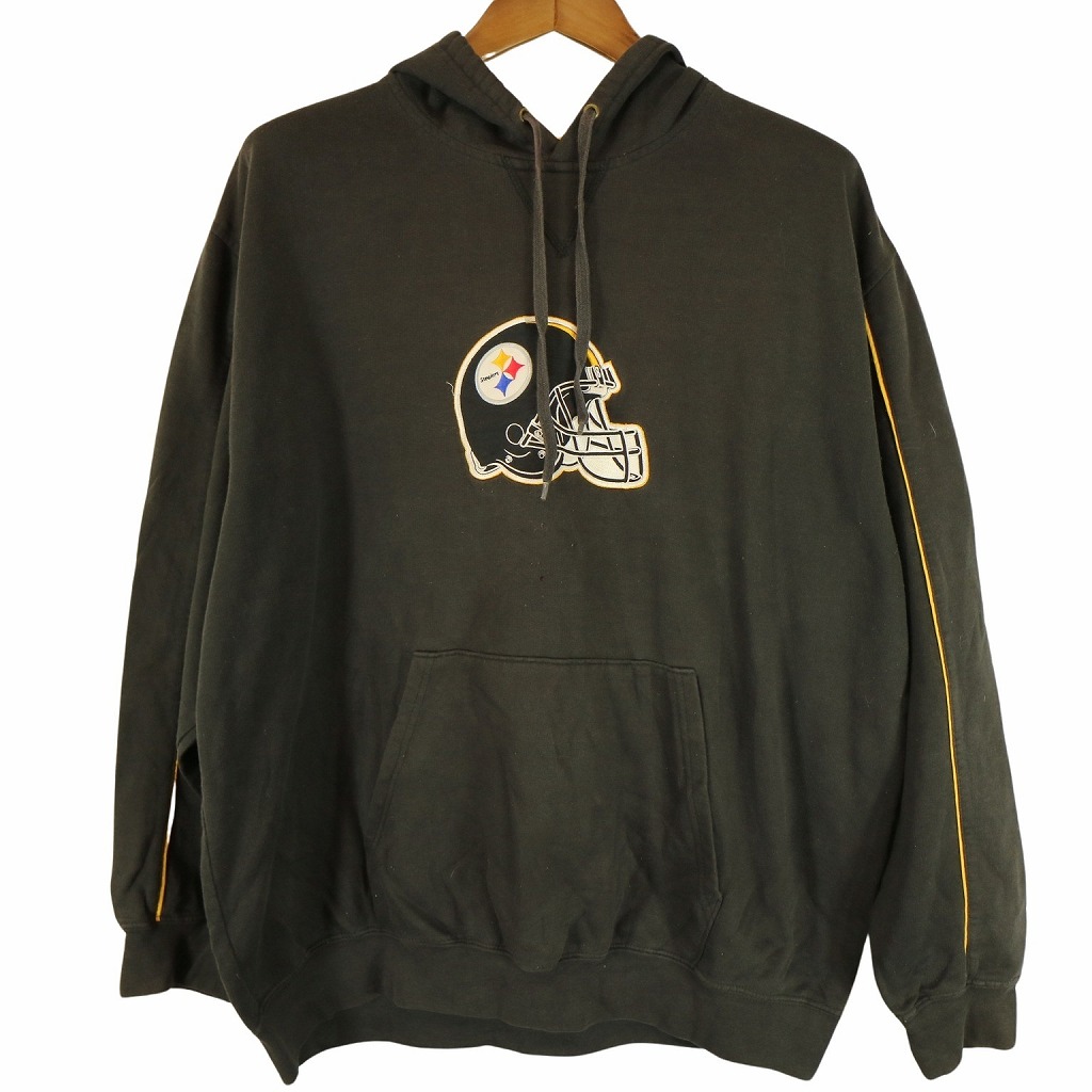 NFL ピッツバーグ・スティーラーズ パーカー スポーツ プルオーバー ブラック (メンズ L相当) 中古 古着 O3939