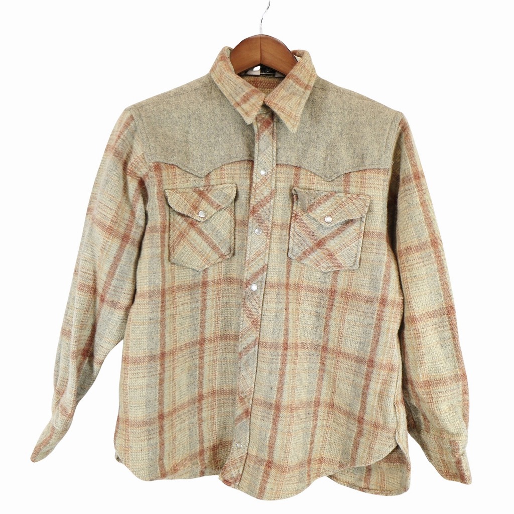 【70s】Woolrich 長袖 チェック シャツ 厚手 38 白タグ 状態良好 70s】Woolrich 長袖 チェック シャツ 厚手 38 白タグ 状態良好