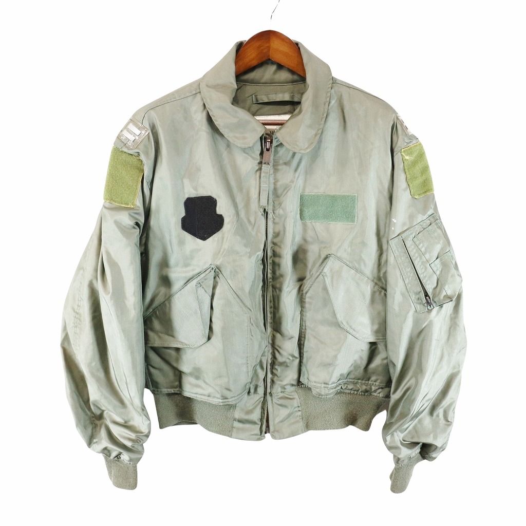 80年代 米軍実物 U.S.AIRFORCE USAF CWU-45/P フライトジャケット ミリタリー セージグリーン(メンズ X-LARGE)中古 古着 O5283
