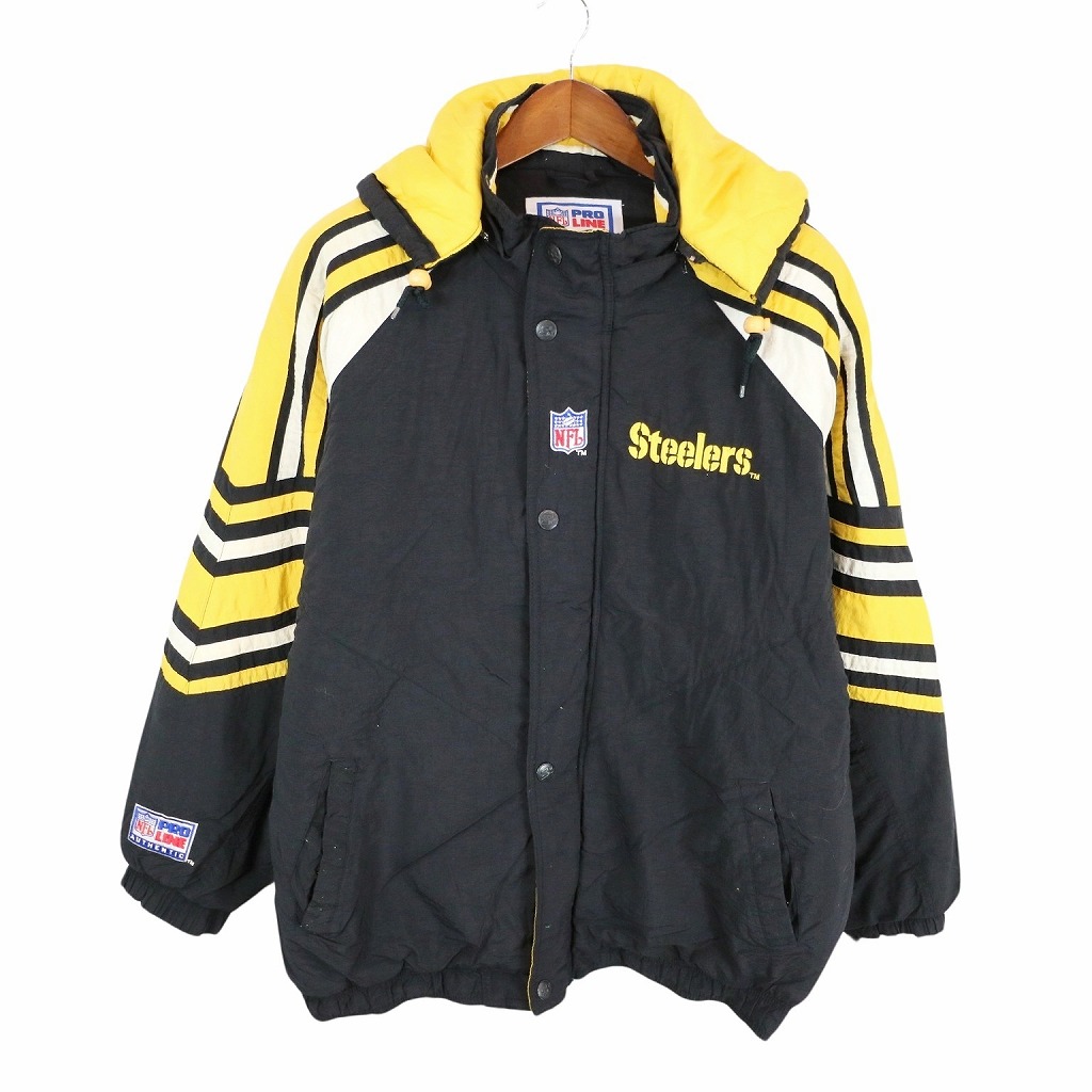 90年代 STARTER スターター NFL ピッツバーグ・スティーラーズ 中綿ナイロン ジャケット プロチーム ブラック (メンズ XL) 中古 古着 O8093｜YAMAHISA USEDCLOTHINGSHOP