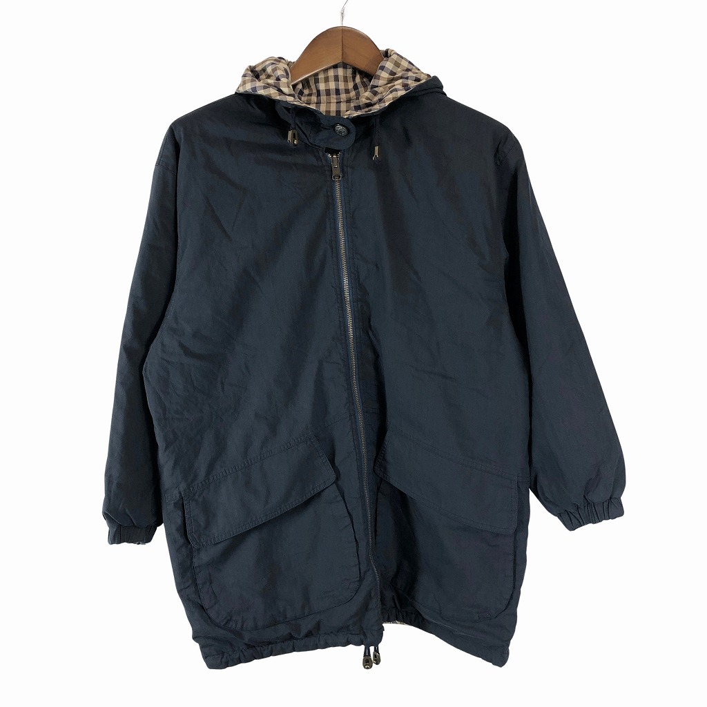 日本製 Aquascutum アクアスキュータム ジップアップ 中綿ジャケット ユーロ ネイビー (メンズ L相当) O9674 中古 古着|YAMAHISA USEDCLOTHINGSHOP