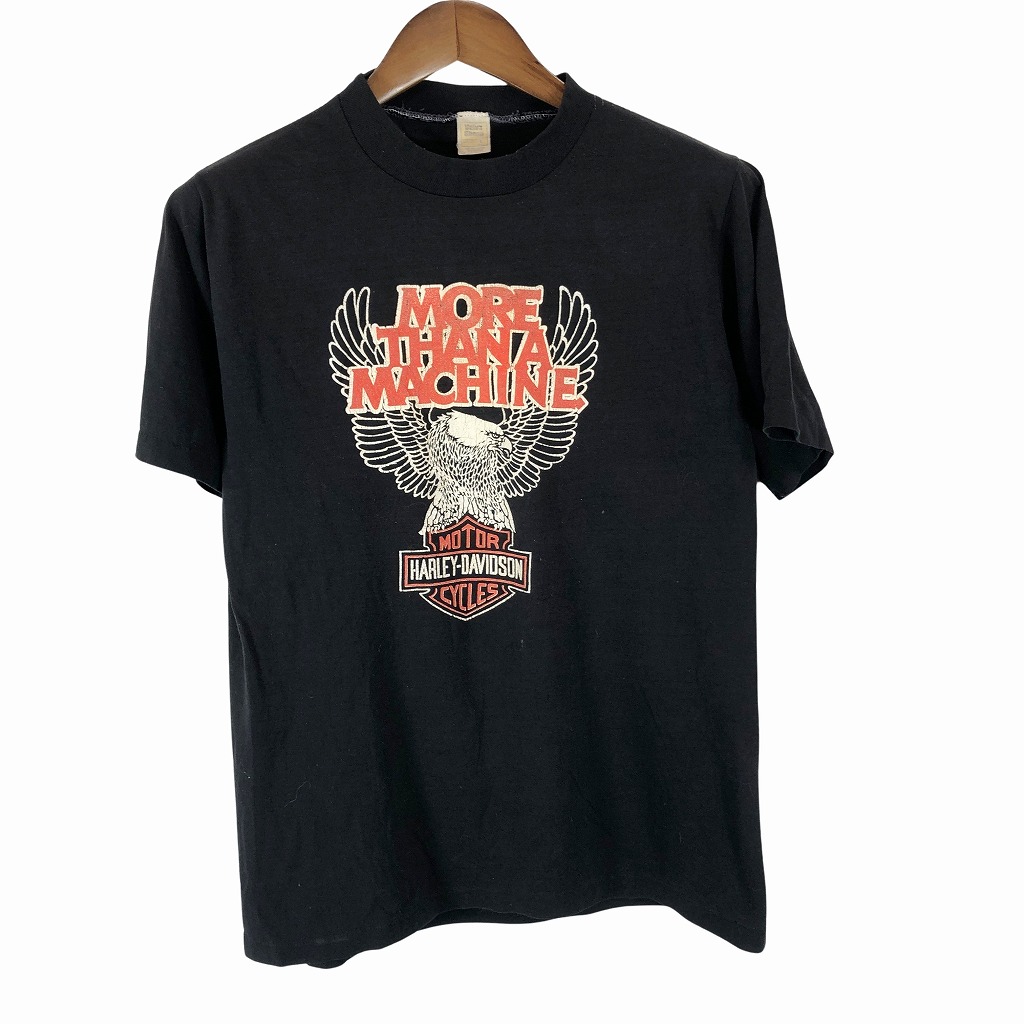 70年代 USA製 Velva Sheen ハーレーダビッドソン プリント 半袖Ｔシャツ アメカジ シングルステッチ ブラック (メンズ L) O9678