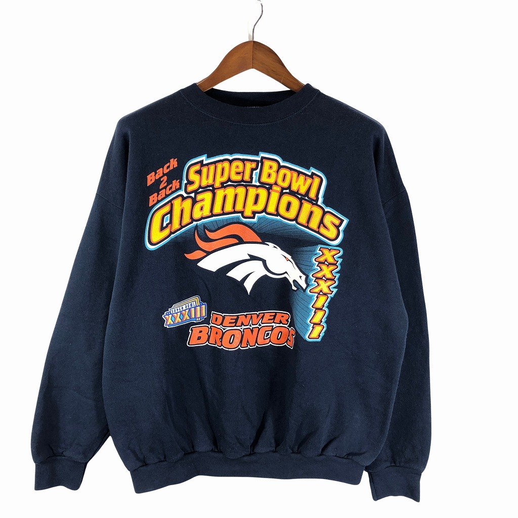 【楽天市場】90年代 USA製 NFL LOGO7 デンバー・ブロンコス スウェット プロチーム ネイビー (メンズ XL) 中古 古着
