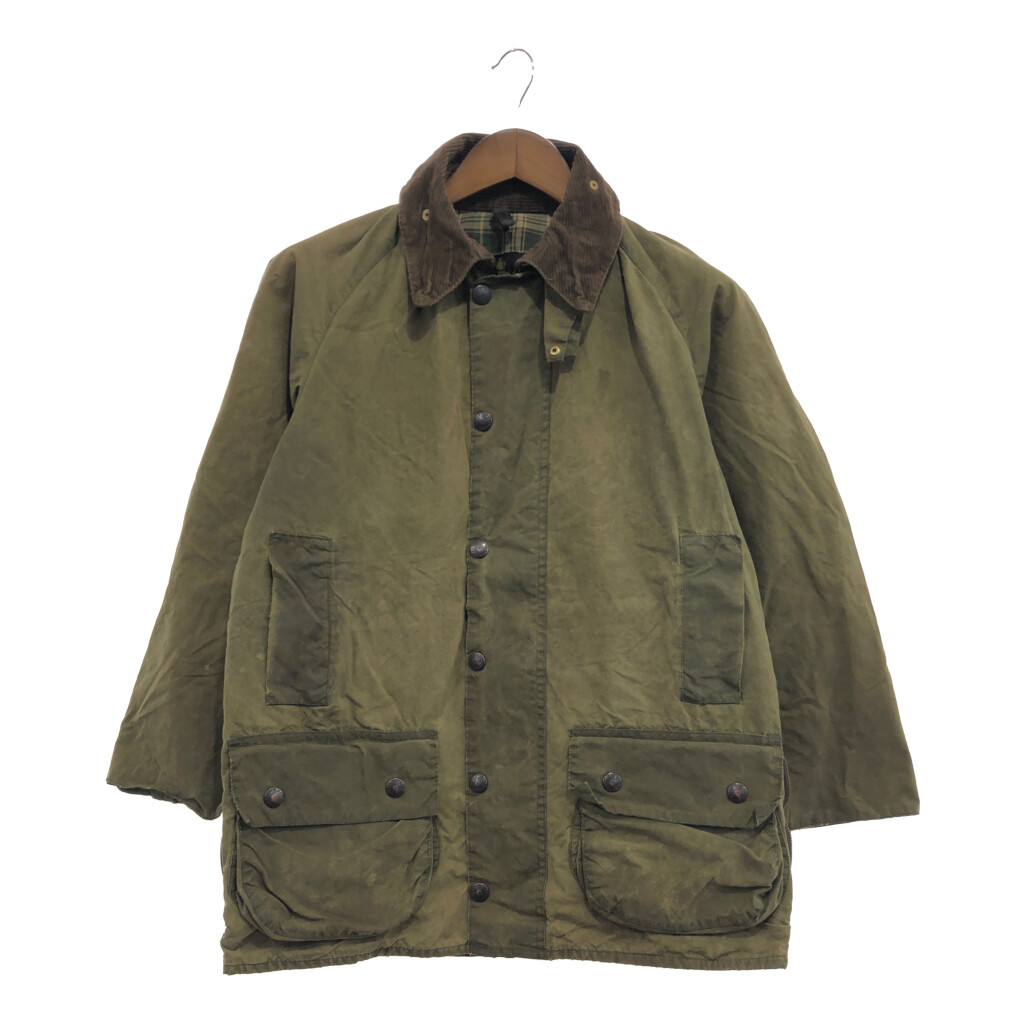 80年代 イングランド製 Barbour バブアー BEAUFORT ビューフォート オイルドジャケット ユーロ カーキ (メンズ C38 97CM) 中古 古着 P6208