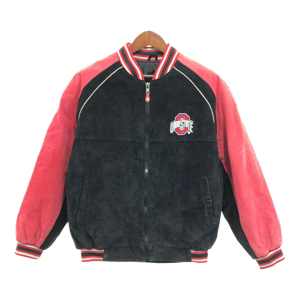 COLLEGIATE LICENSED PRODUCT オハイオ スエード レザージャケット カレッジ ブラック (メンズ M) P9171｜YAMAHISA USEDCLOTHINGSHOP