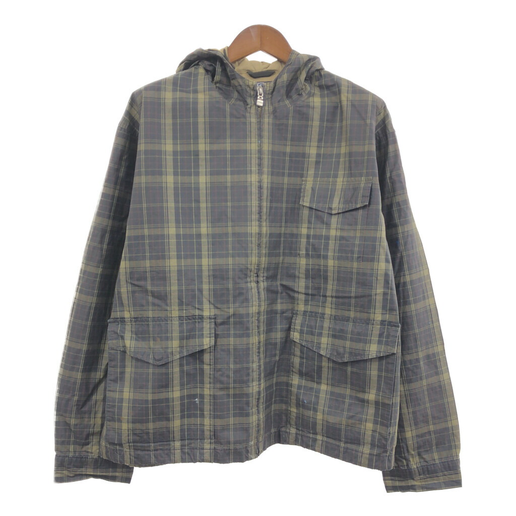 90年代~ Polo by Ralph Lauren ポロ ラルフローレン フルジップパーカー チェック グレー (メンズ L/G) 中古 古着 Q0979