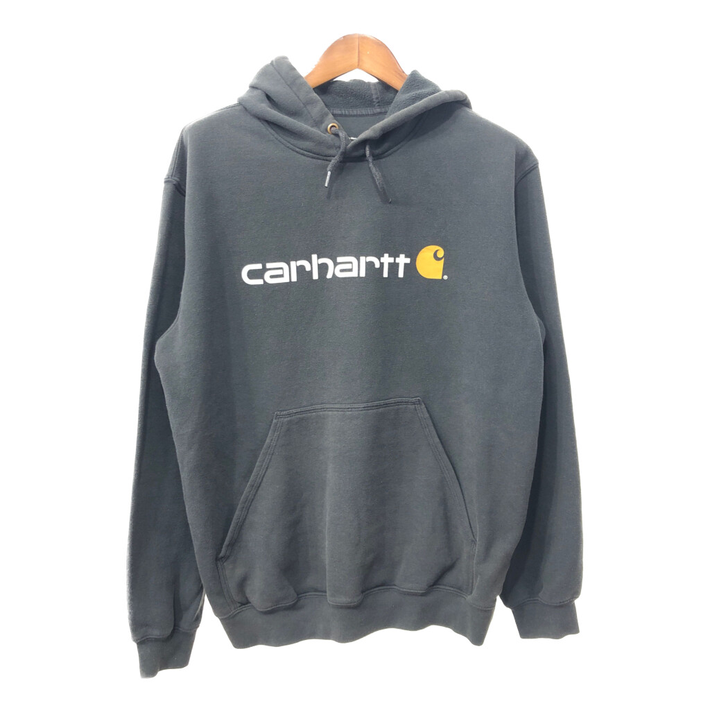 Carhartt カーハート ロゴ プルオーバー パーカー フーディ ブラック (メンズ L) 中古 古着 Q1555