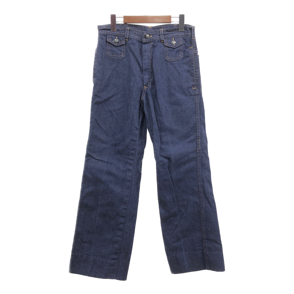 70年代 BONANZA デニムフレアパンツ ブルー (メンズ 40) 中古 古着 Q1810