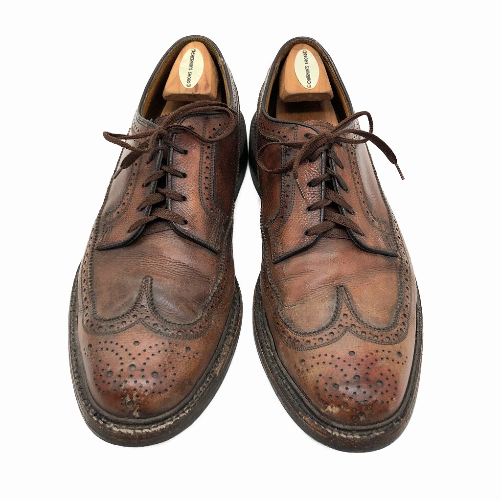 70年代 FLORSHEIM フローシャイム インペリアル ケンムーア ロングウィングチップ レザーシューズ (メンズ 9 1/2 D) 中古 古着 KA0762｜YAMAHISA USEDCLOTHINGSHOP
