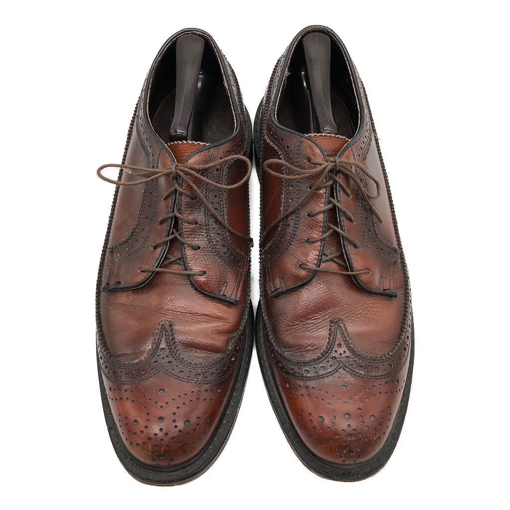 80年代 USA製 BRITISH WALKERS ロングウィングチップ レザーシューズ ブラウン (メンズ 10 D) 中古 古着 KA0906|YAMAHISA USEDCLOTHINGSHOP