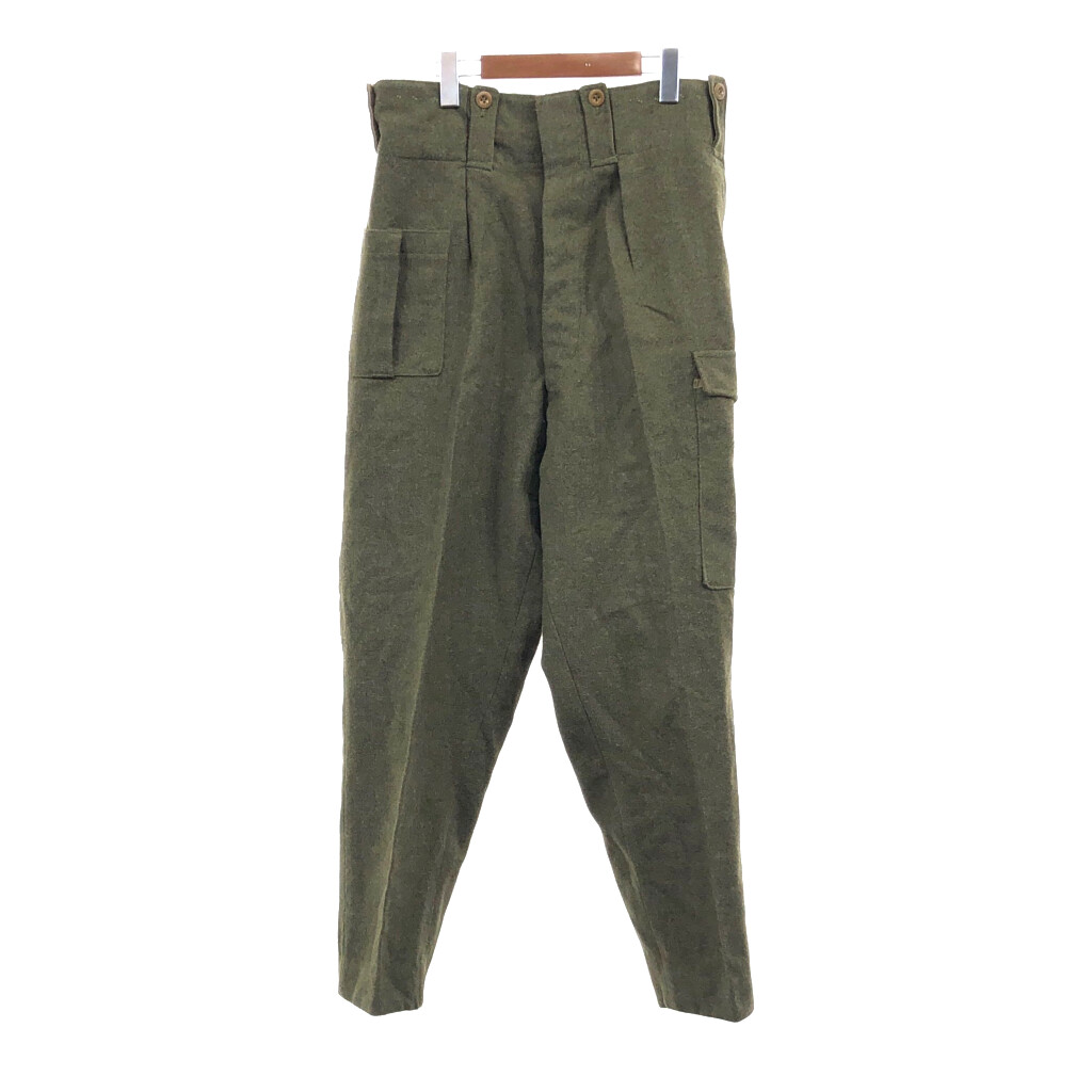 50年代 ベルギー軍 ウール カーゴパンツ ヴィンテージ ミリタリー ユーロ オリーブ (メンズ 6F) 中古 古着 Q5005｜YAMAHISA USEDCLOTHINGSHOP 16,650円