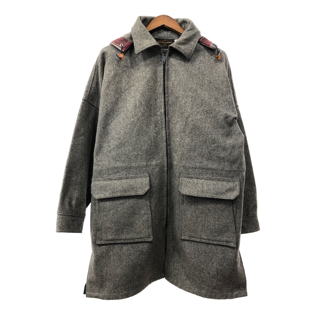 70年代 Eddie Bauer エディーバウアー ウール フーデッド コート アウトドア ヴィンテージ グレー (メンズ XL相当) 中古 古着 Q6795｜YAMAHISA USEDCLOTHINGSHOP