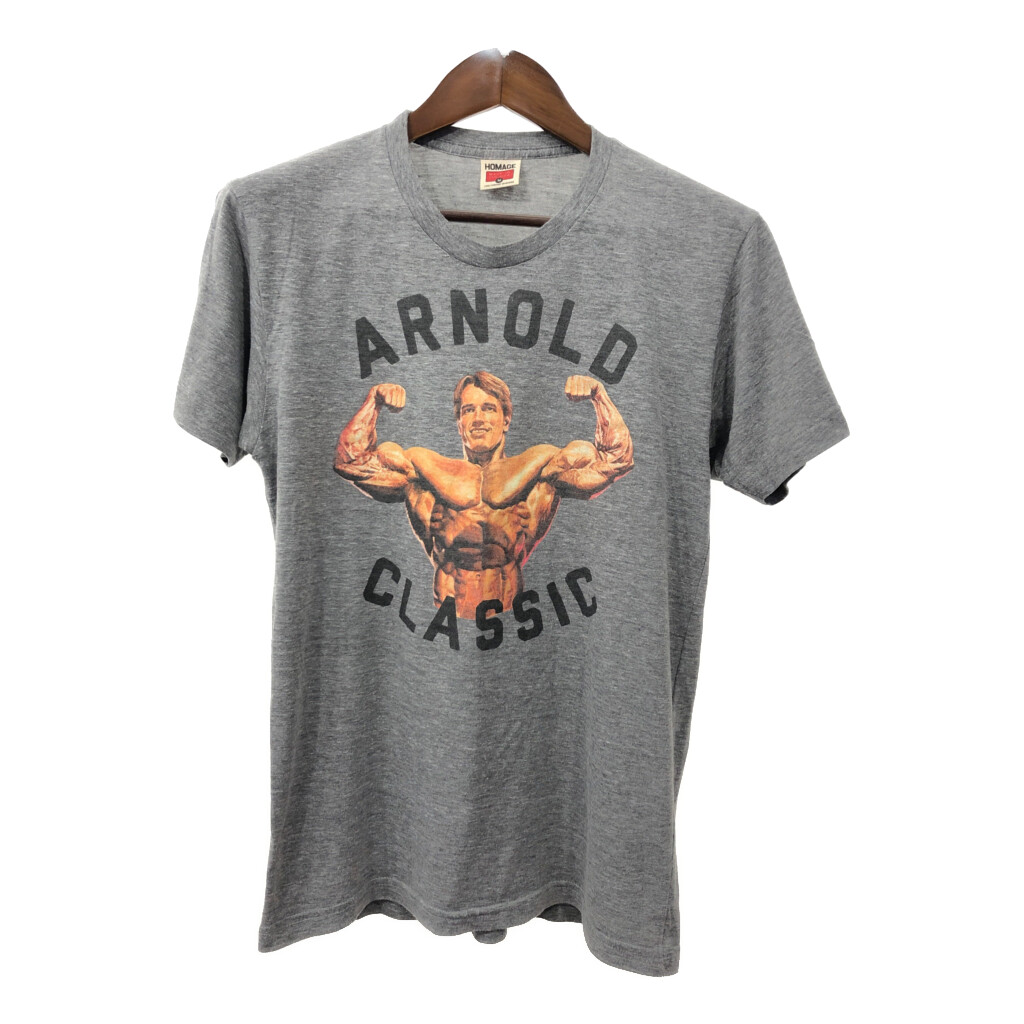 90年代 USA製 HOMAGE アーノルド・シュワルツェネッガー 半袖Ｔシャツ シングルステッチ グレー (メンズ M) Q6874｜YAMAHISA USEDCLOTHINGSHOP