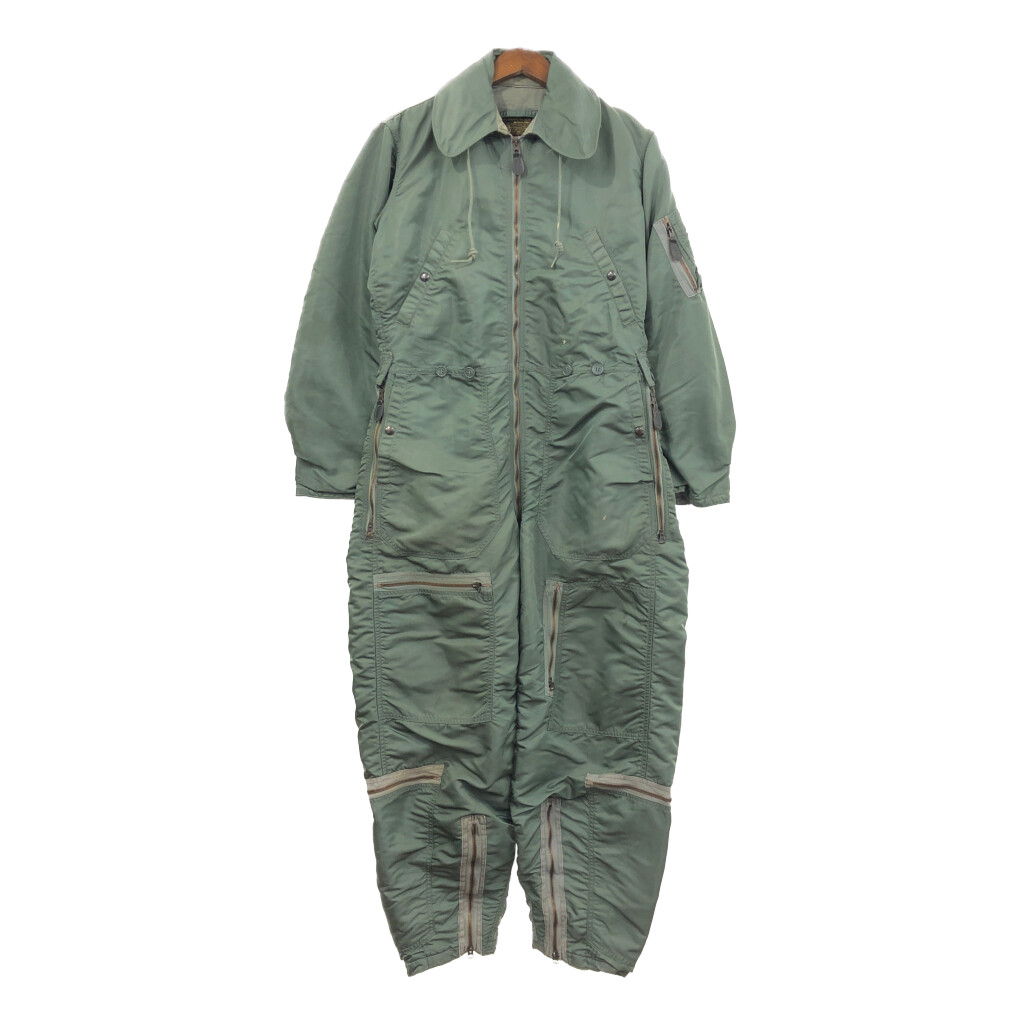 50年代 米軍実物 U.S.AIRFORCE CWU-1/P フライトスーツ ヴィンテージ ミリタリー セージグリーン (メンズ MEDIUM LONG) 中古 古着 Q7866
