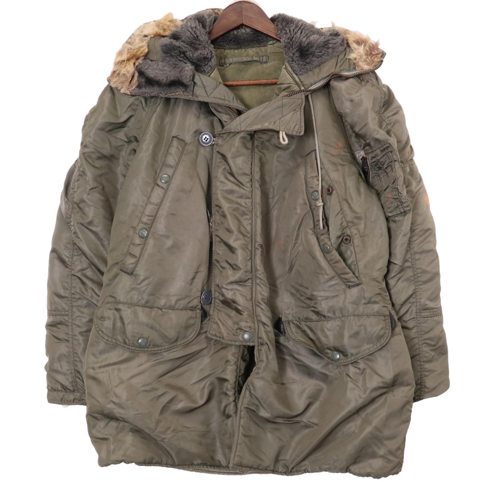 60s アルファ n-2b フライトジャケット 米軍実物 コヨーテ ビンテージ 古着 米軍実品 N-2B コヨーテファー 中綿入り ミリタリー フライト