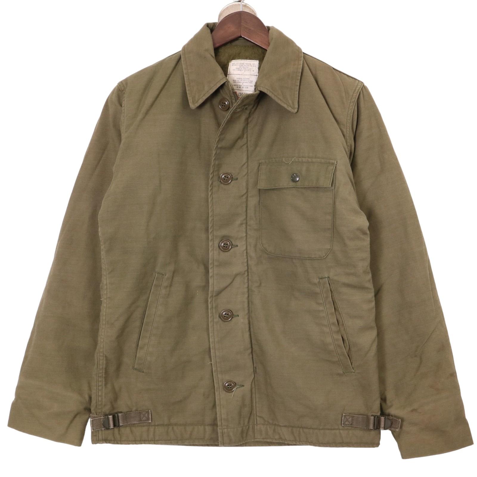 80年代 米軍実物 U.S.NAVY A-2 デッキジャケット ミリタリー オリーブ (メンズ SMALL) 中古 古着 A0372