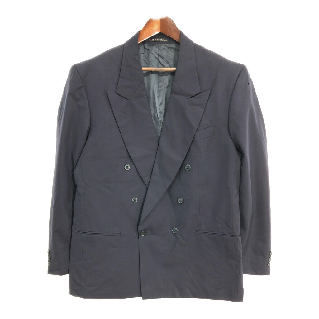 【イヴサンローラン】テーラードジャケット ダブル　ロゴボタン ネイビー　L相当 美品 イヴ・サンローラン テーラード LL ネイビー ロゴボタン ダブル