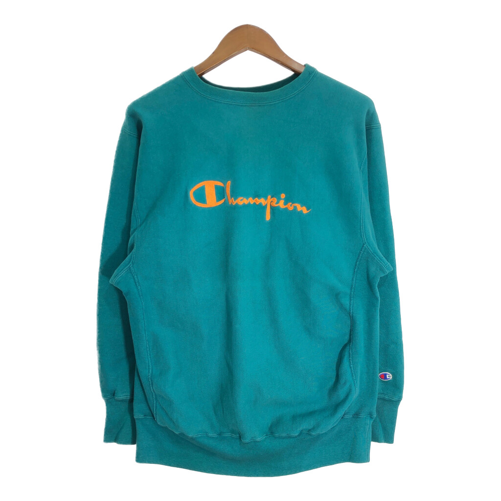 90年代 Champion チャンピオン REVERSE WEAVE リバースウィーブ スウェット ロゴ グリーン (メンズ L) 中古 古着 R6986｜YAMAHISA USEDCLOTHINGSHOP 8,039円