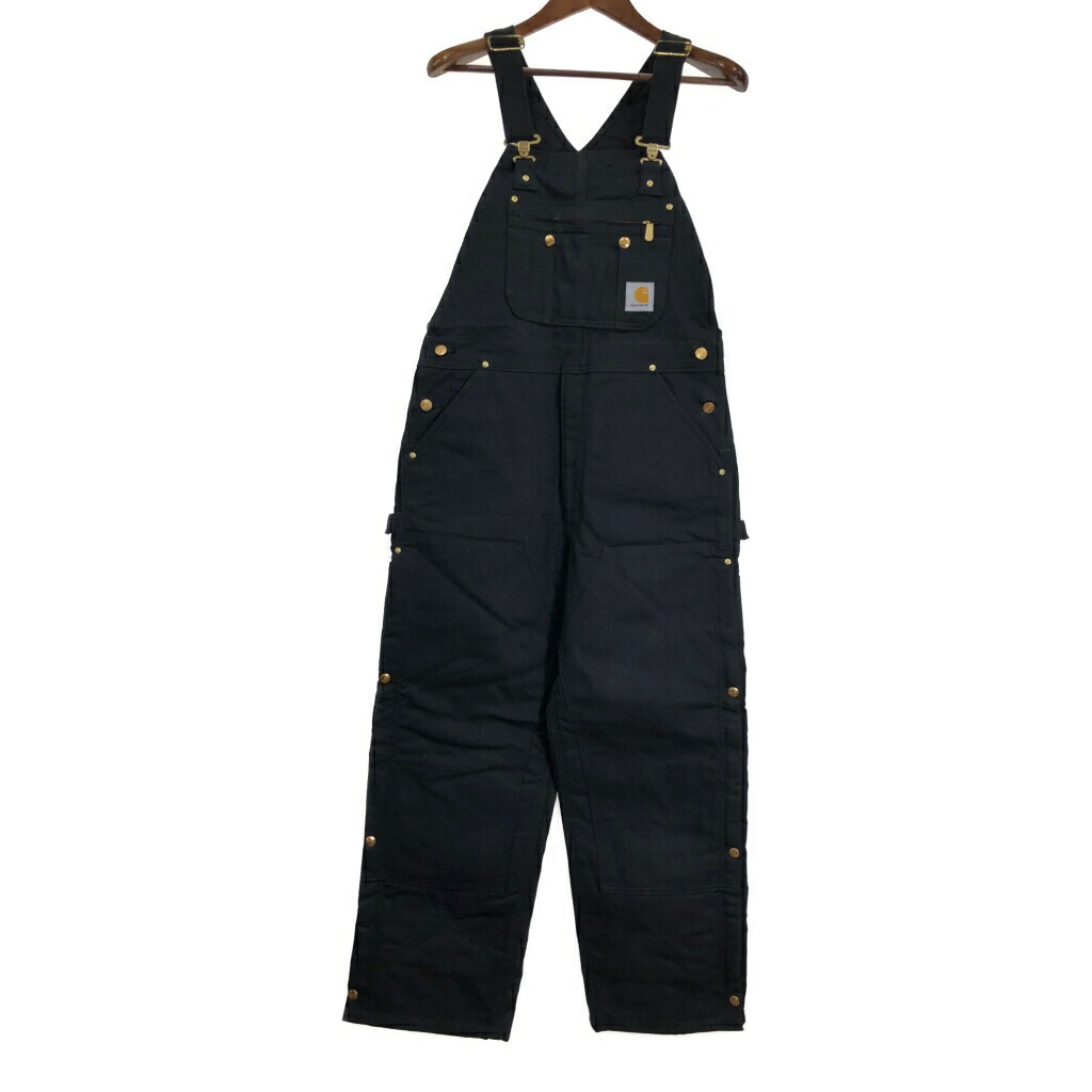 【 ブラック 】  00s USA製 カーハート ダブルニー オーバーオール carhartt - アメリカ製 古着 カーハート ダック地 ダブルニー