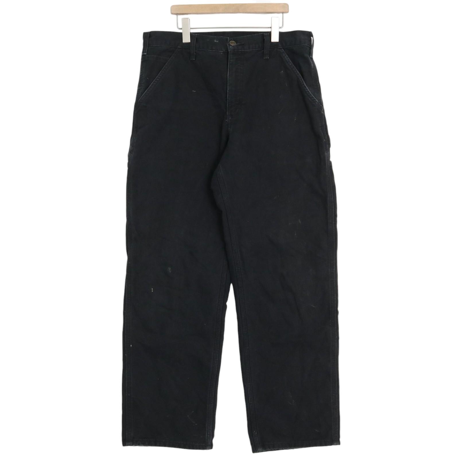 カーハートブラックオーバーオール大ペインターパンツ中綿黒パッチロゴ極太w46古着 carhartt - Carhartt カーハート ペインターカーゴパンツ ワーク