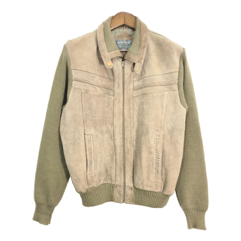 【限定値下】希少 vintageスウェードレザージャケット デザイン古着ニット 3d5032cd4b4aac245cb48d93c3fd45