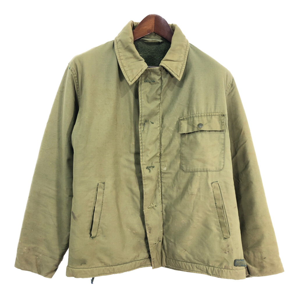 米軍実物 U.S.NAVY A-2 デッキジャケット ミリタリー オリーブ (メンズ M相当) 中古 古着 S4971｜YAMAHISA USEDCLOTHINGSHOP