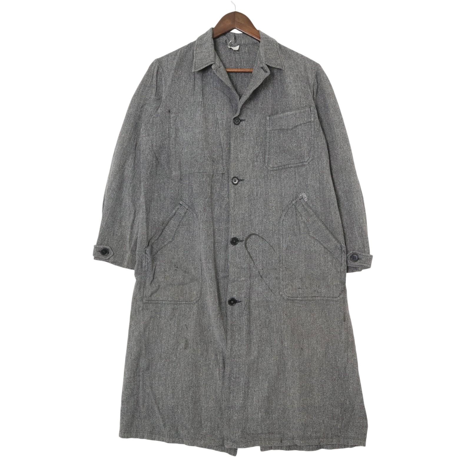 ジャケット・アウター 1940s Euro Black Chambray Atelier Coat 40's] French Vintage Black Chambray Atelier Coat 