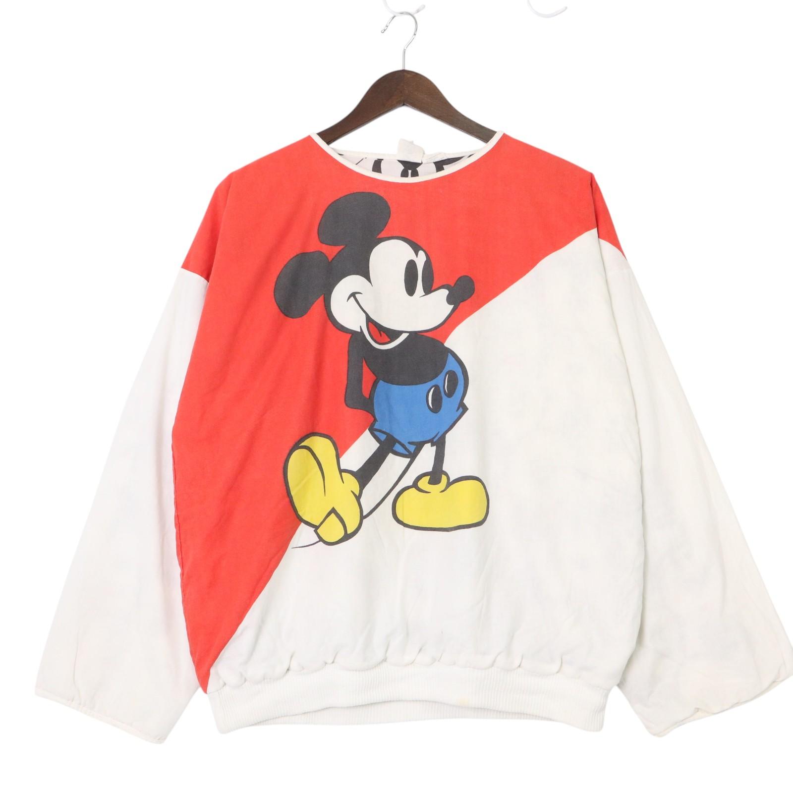 90年代 Mickey&Co. ディズニー クルーネックスウェット リバーシブル 両面プリント Disney ホワイト (メンズ 2XL相当) 中古 古着 A2965｜YAMAHISA USEDCLOTHINGSHOP