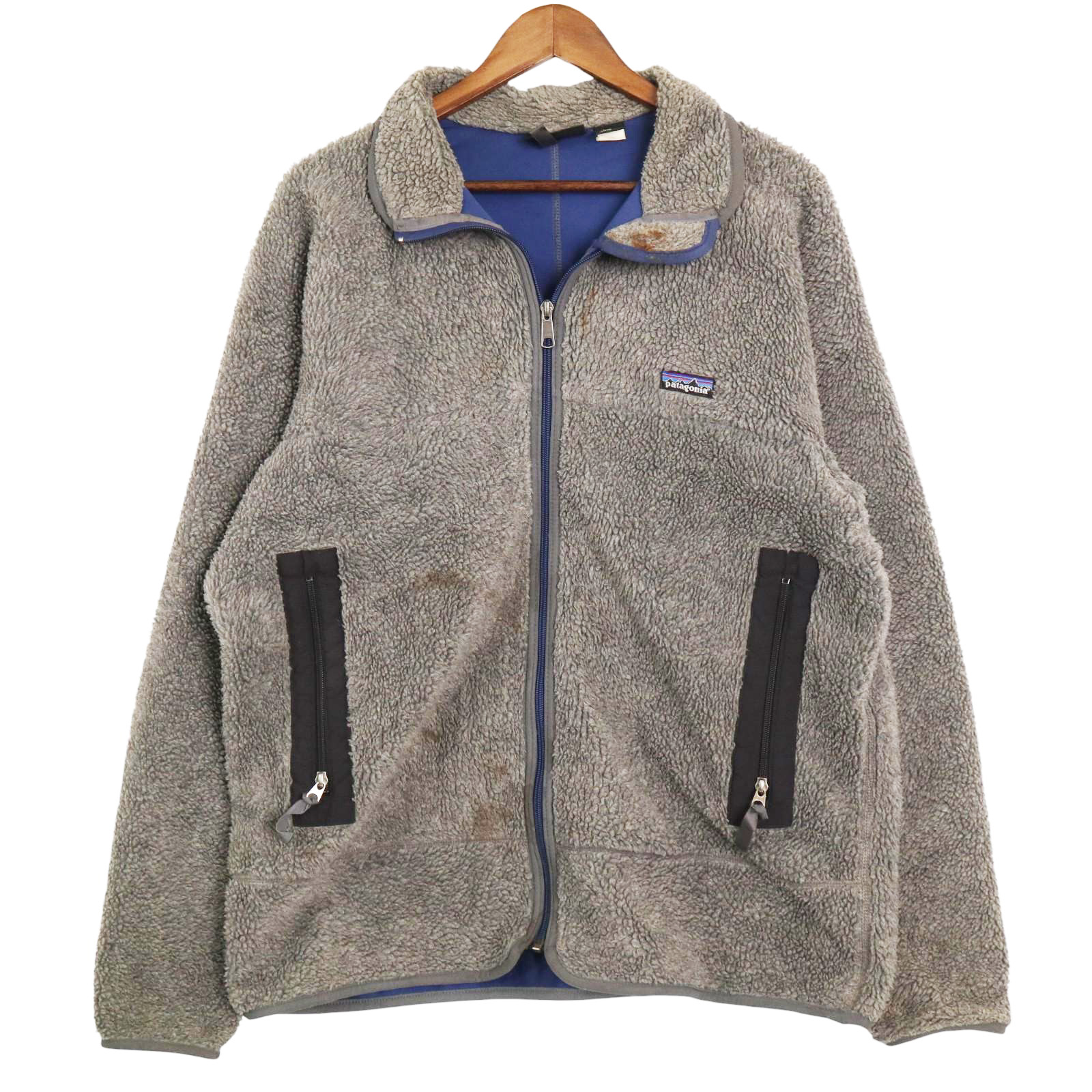 90年代 USA製 patagonia パタゴニア Retro-X レトロX フリースジャケット アウトドア グレー(メンズ XL)中古 古着 A3102
