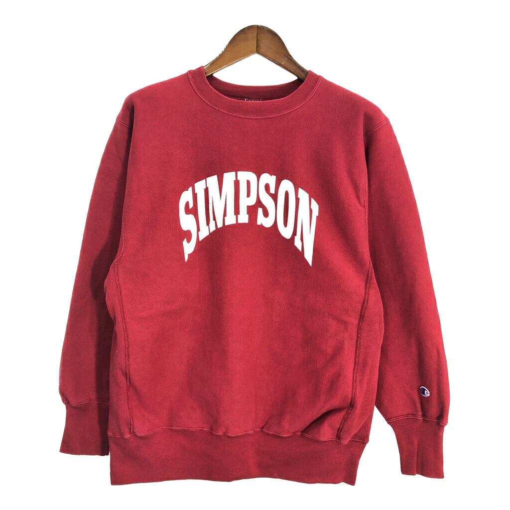 90年代 Champion チャンピオン REVERSE WEAVE リバースウィーブ SIMPSON スウェット カレッジ レッド (メンズ X-LARGE) 中古 古着 S7841