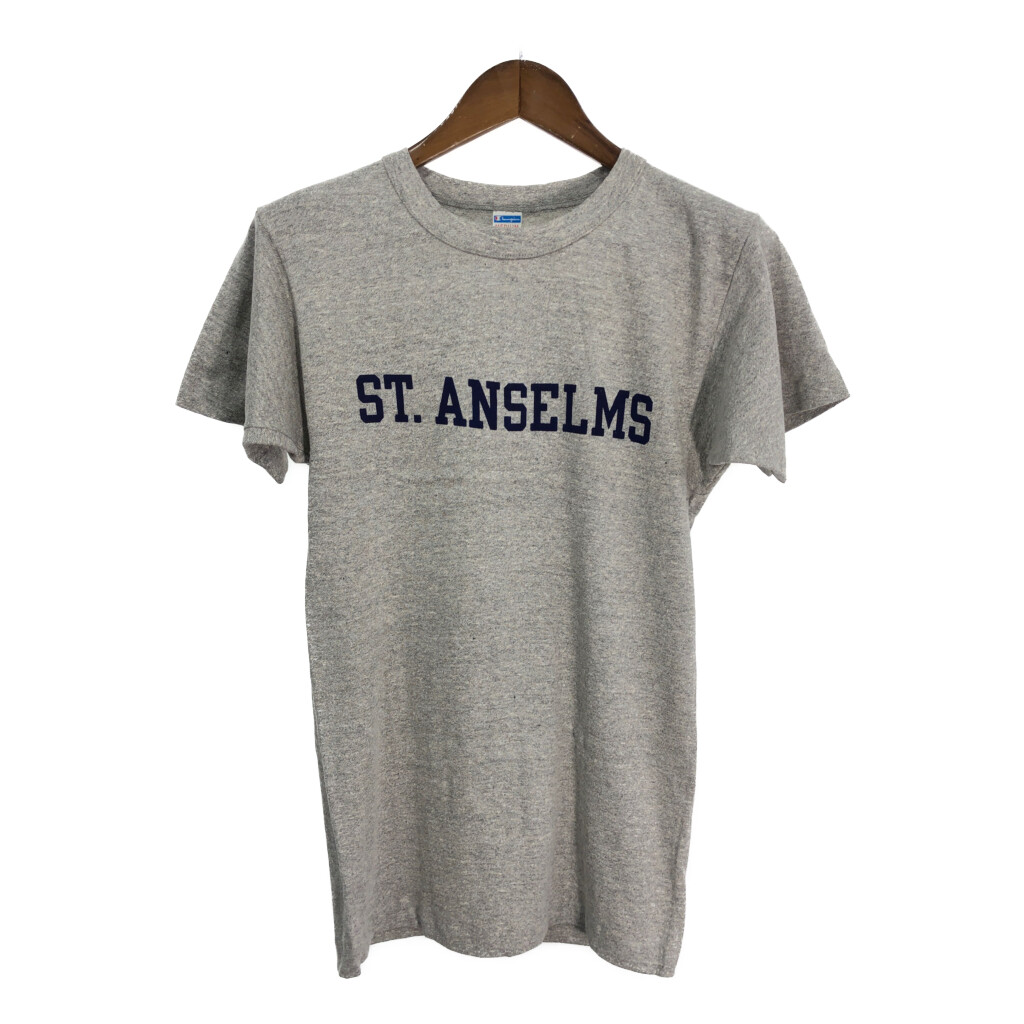 80年代 USA製 Champion チャンピオン ST.ANSELMS 88/12 半袖Ｔシャツ カレッジ グレー (メンズ MEDIUM) 中古 古着 S7898