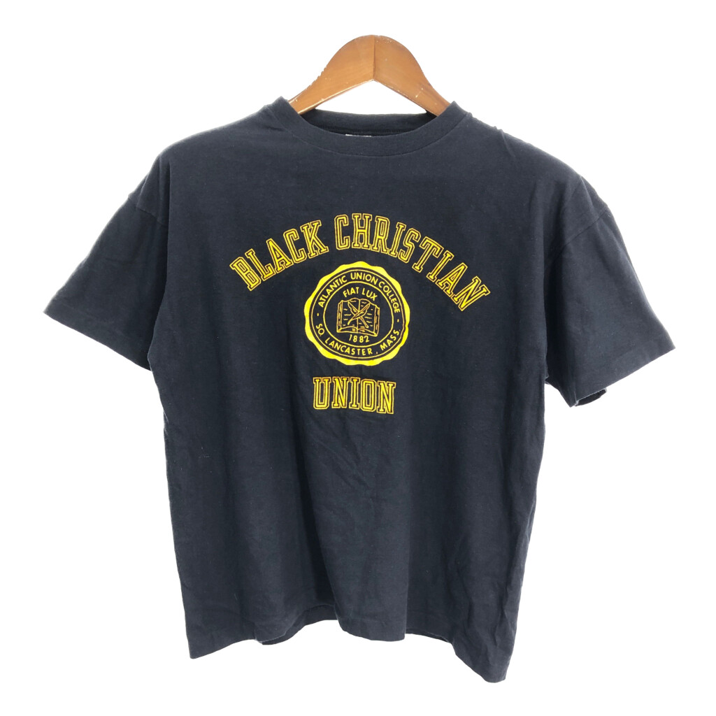80年代 USA製 Champion チャンピオン 半袖Ｔシャツ カレッジ ブラック (メンズ LARGE) 中古 古着 S7960