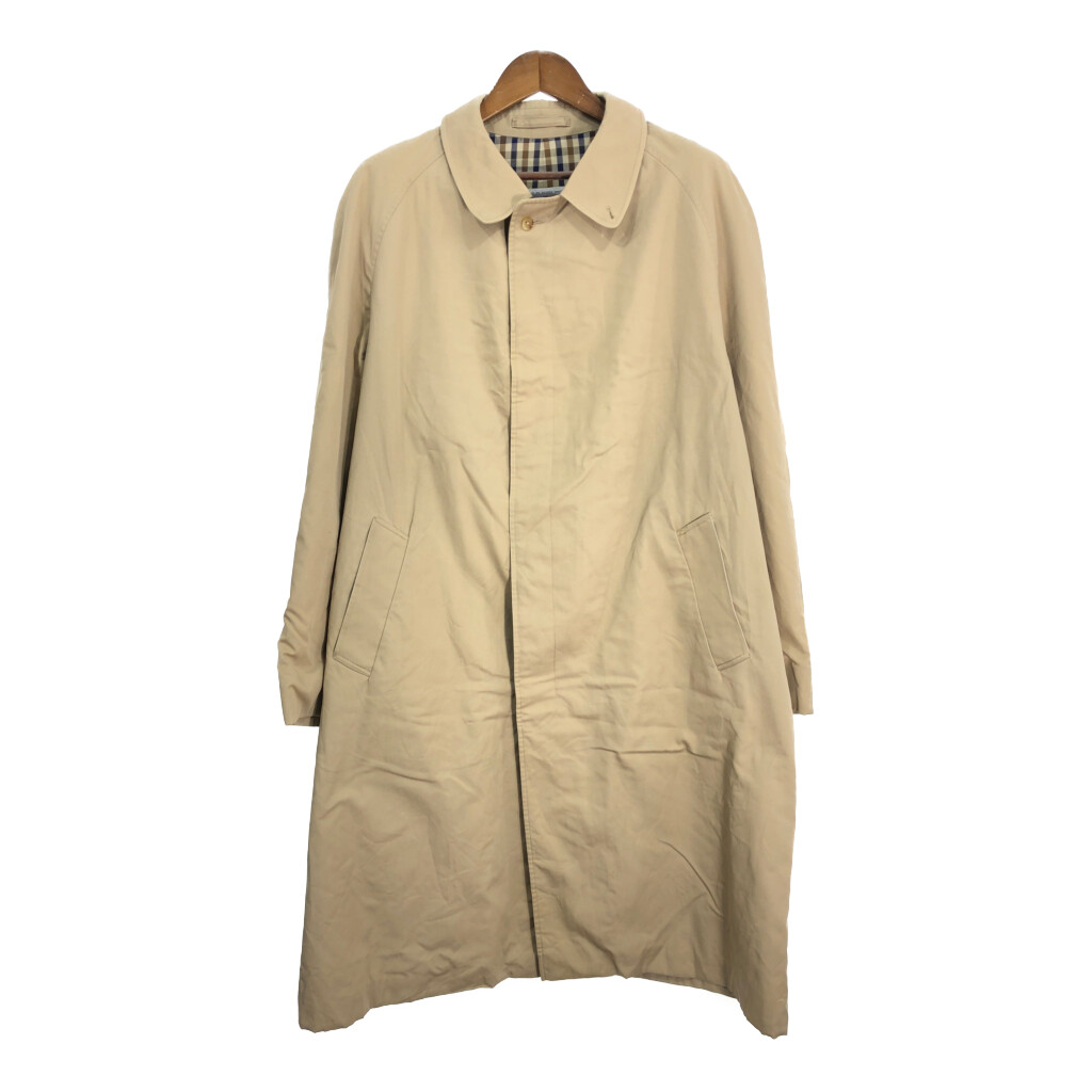 90年代 Aquascutum アクアスキュータム Old England ステンカラーコート ベージュ (メンズ 44相当) 中古 古着 S8132｜YAMAHISA USEDCLOTHINGSHOP