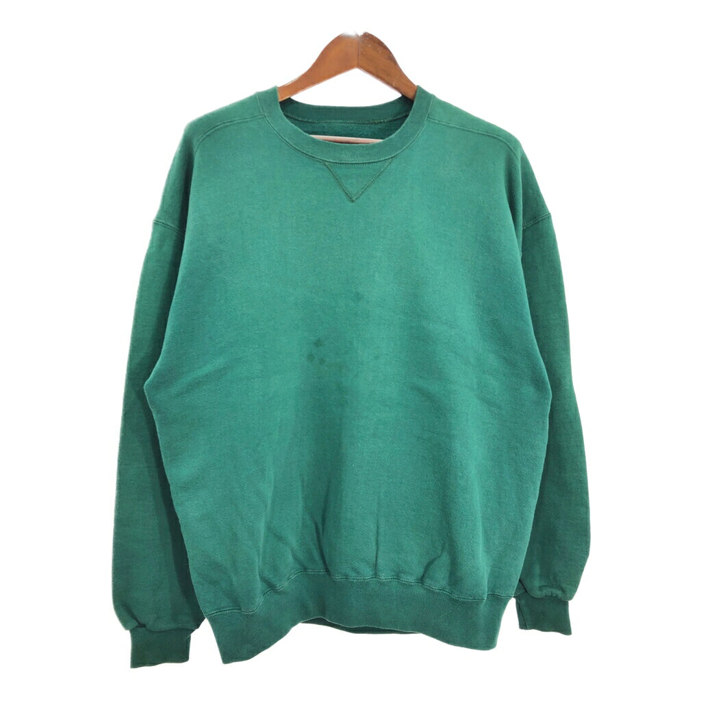 90年代 USA製 RUSSELL ATHLETIC ラッセル L.L.Bean エルエルビーン スウェット 無地 グリーン (メンズ X-LARGE) 中古 古着 S9005