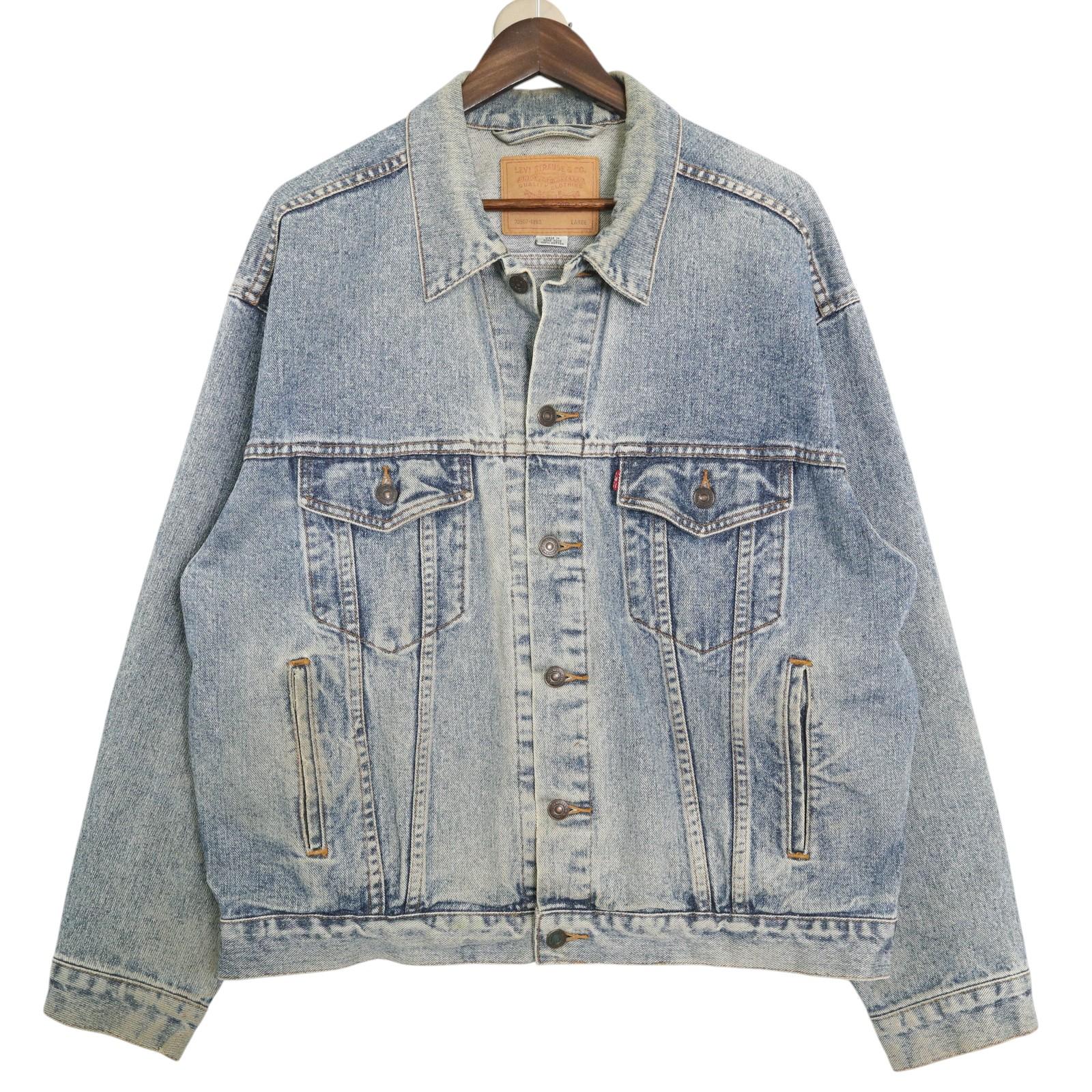 90年代 Levi's リーバイス 70507-4890 デニムジャケット ライトブルー (メンズ LARGE) 中古 古着 A3488|YAMAHISA USEDCLOTHINGSHOP